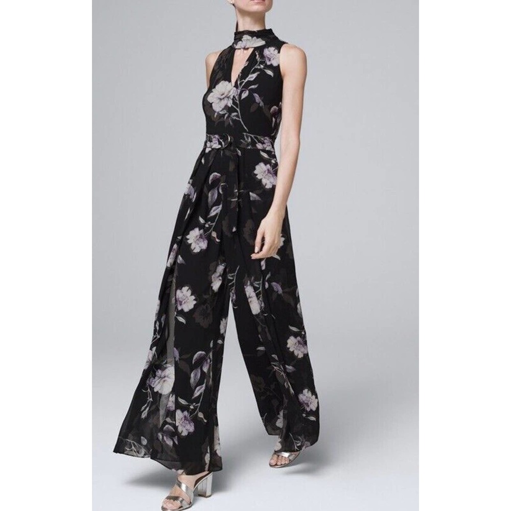 Black Floral Halter Jumpsuit